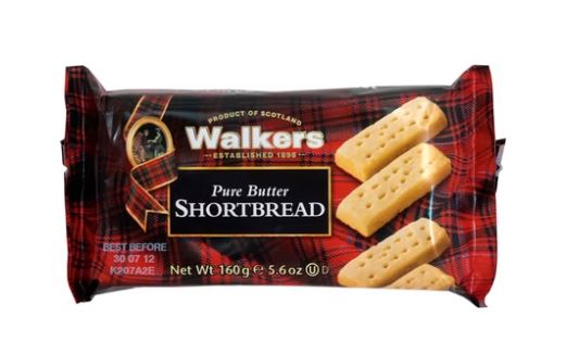 Walker's Pure Butter Shortbread Fingers 160g in traditional red Scottish tartan packaging, featuring rich, crumbly butter biscuits made in Scotland, available at AfroFresh Poland.