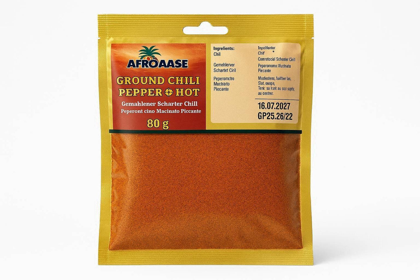 AfroAse Ground Chili Pepper Hot / Mielona Ostra Papryczka Chili 80g