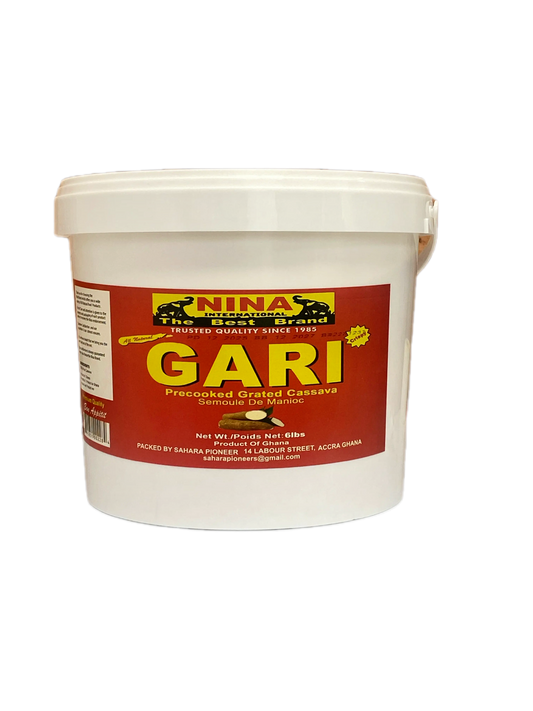 Nina International White Gari (Pre-cooked Grated Cassava) Bucket - 6lbs (2.72kg)