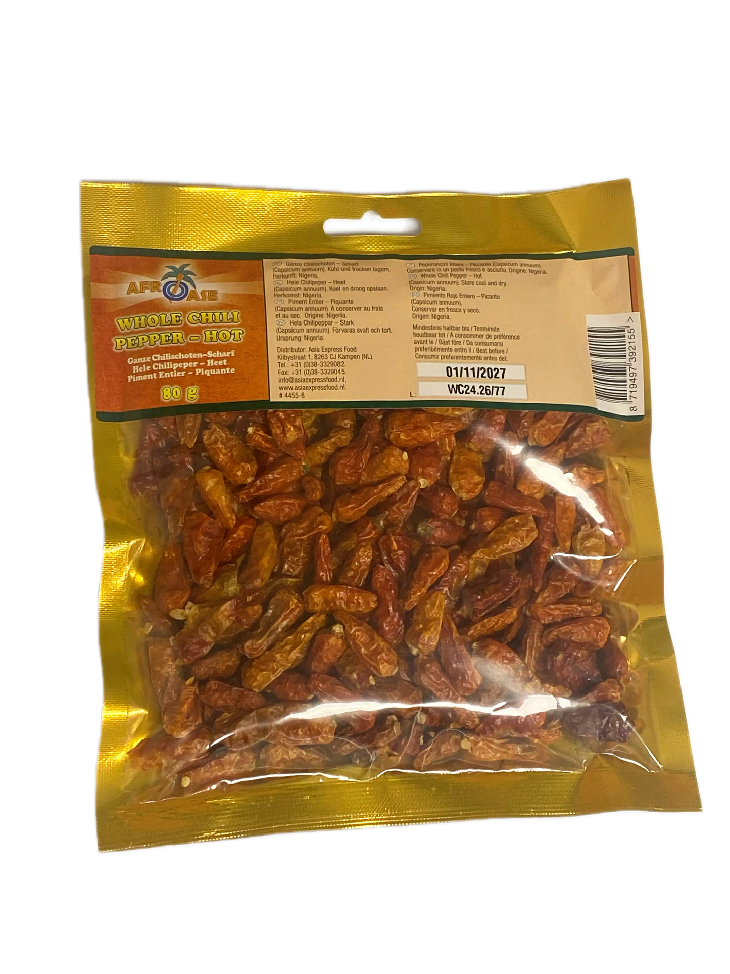 AfroAse Whole Chili Pepper Hot - 80g