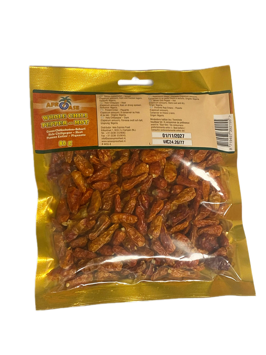 AfroAse Whole Chili Pepper Hot - 80g