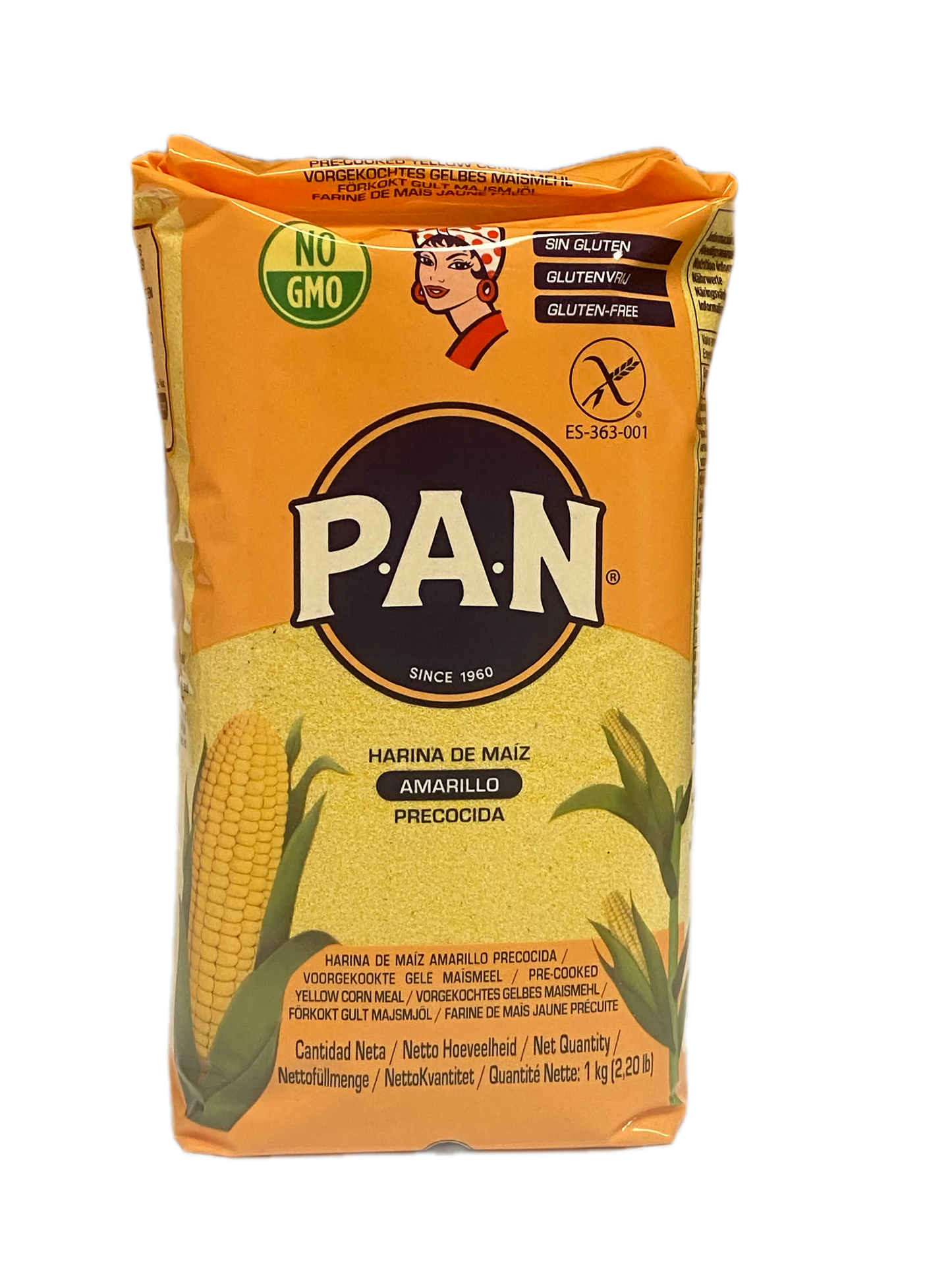 P.A.N. Pre-Cooked Yellow Corn Meal (Harina de Maíz Amarillo) - 1kg