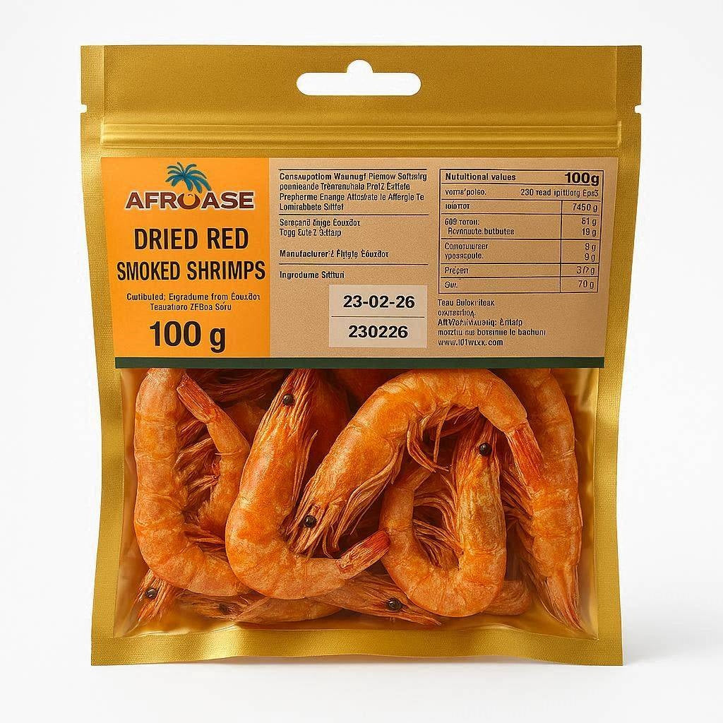 AfroAse Dried Red Smoked Shrimps - 100g